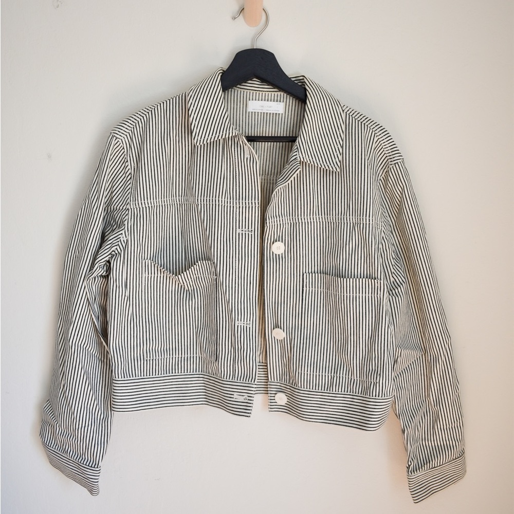 Oak + Fort Striped Cropped Chore Jacket Size XS